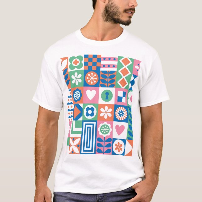 Abstraktens Blommigt: Skandinaviskt folkmönster. T Shirt (Framsida)