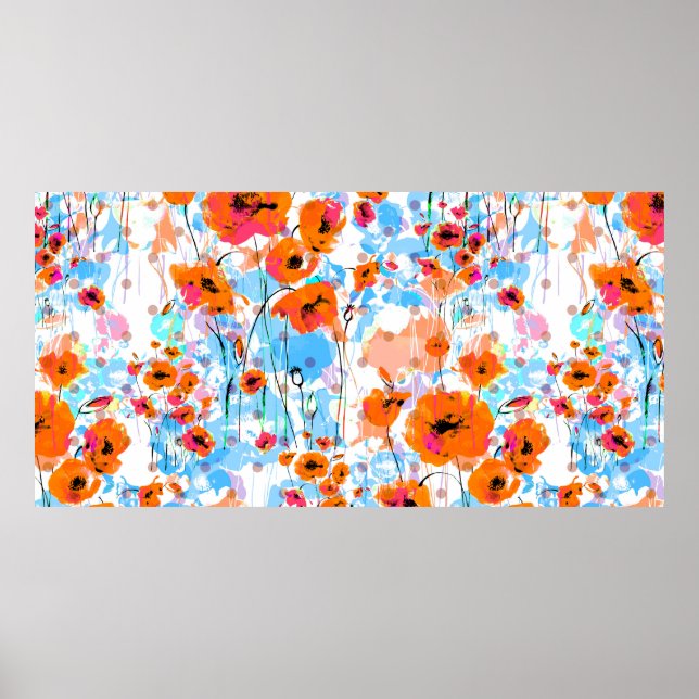 Abstraktens blommigt, sömlös mönster, målad med pe poster (Framsidan)