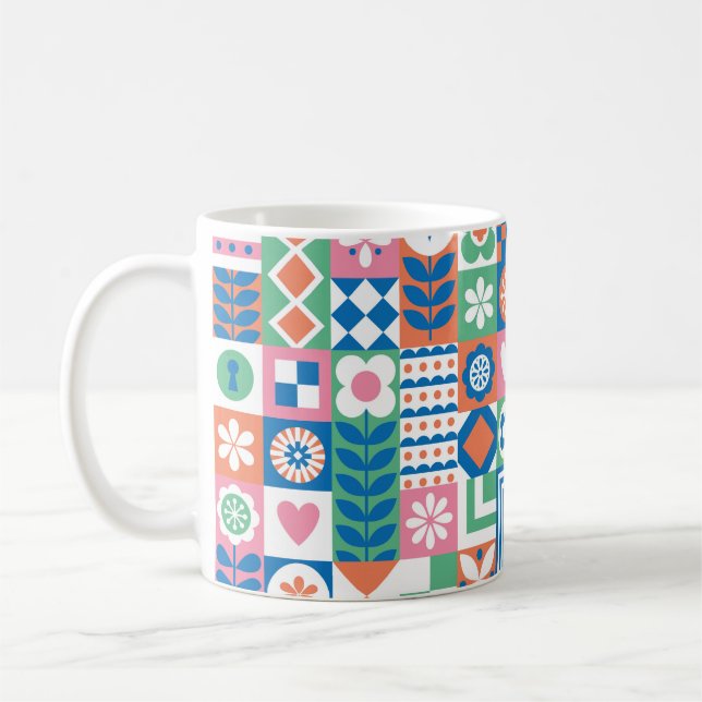 Abstraktens blommigt, sömlös mönster. Skandinavien Kaffemugg (Vänster)