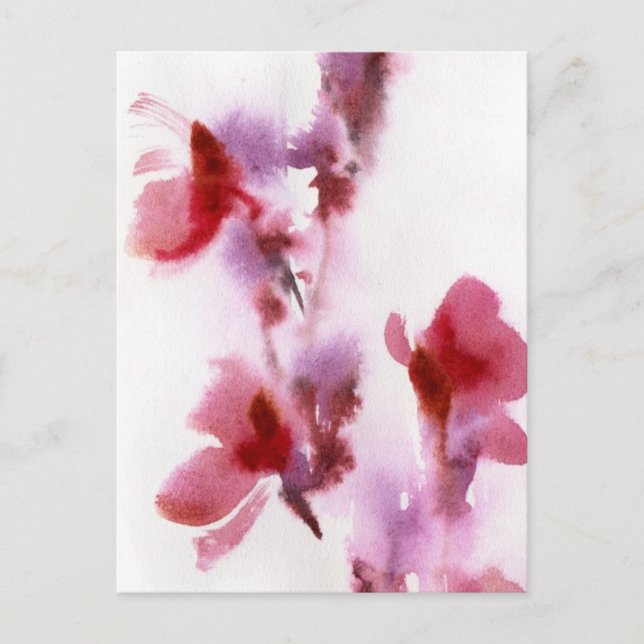 Abstraktens blommigt - vattenfärgsfärger 3 vykort (Framsida)