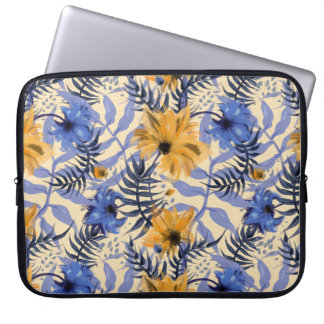 Abstraktens Blommigt: Vattentärsfärg Modern Mönste Laptop Fodral