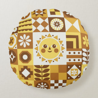 Abstraktens blommigt. Vintage Skandinavian and fol Rund Kudde