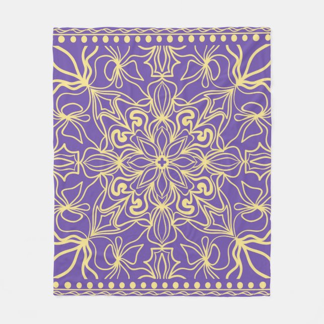 Abstraktens blommönster. geometri, mandala-design  fleecefilt (Framsidan)