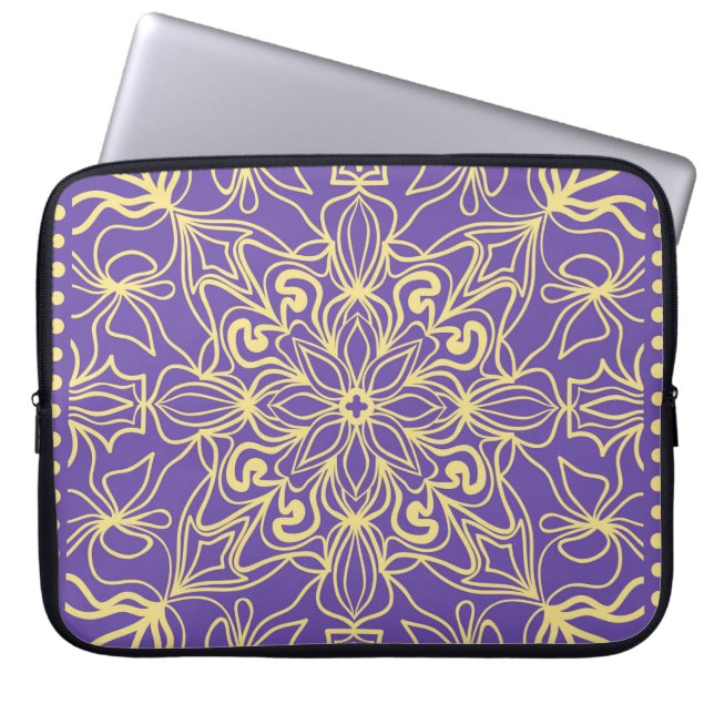 Abstraktens blommönster. geometri, mandala-design  laptop fodral (Framsidan)