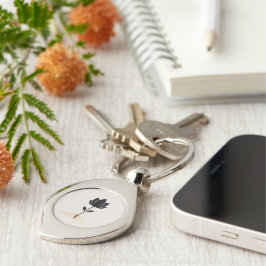 Abstraktens blomsterdesign swirl silverfärgad nyckelring