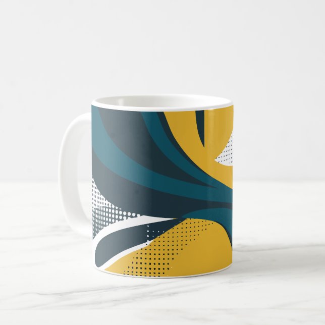 Abstraktens böjda flödesdesign kaffemugg (Framsida vänster)