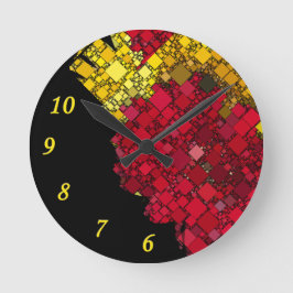 Abstraktens Contemporary Geometric 5 Gults Nummer Rund Klocka