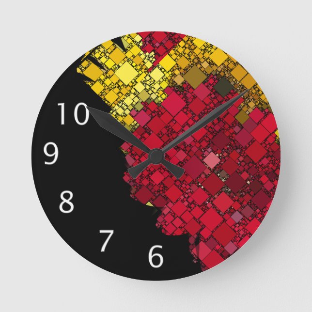 Abstraktens Contemporary Geometric Femvita siffror Rund Klocka (Framsida)