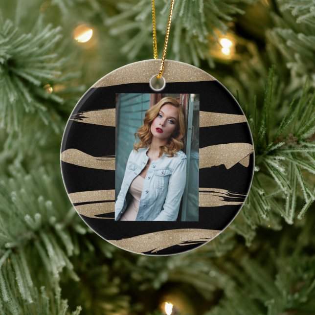 abstraktens contemporary, svart penseldrag för gul julgransprydnad keramik (Träd)