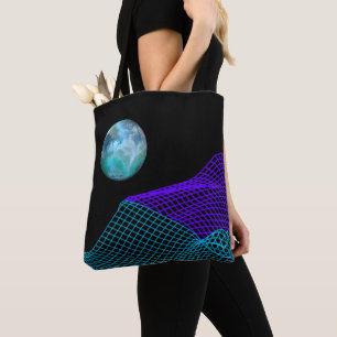 Abstraktens dimensioner Planet Lila Blue Black Tygkasse