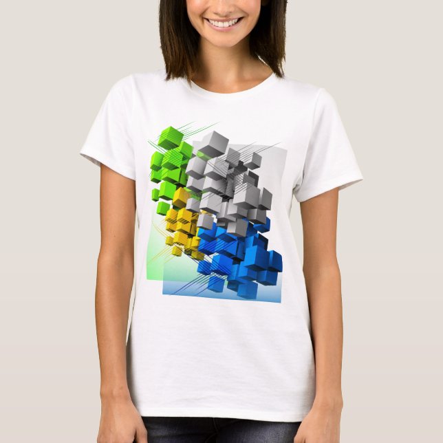 Abstraktens dynamiska geometriska komposition kont t shirt (Framsida)