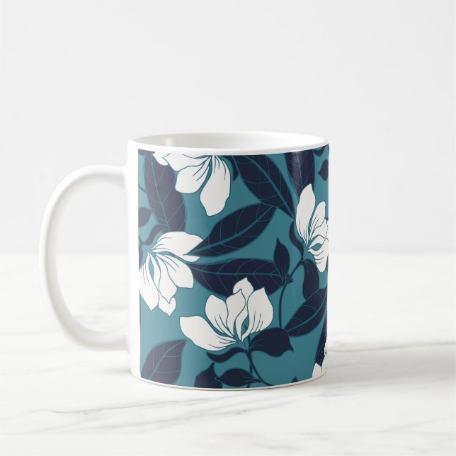 Abstraktens elegans mönster med blommigtens bakgru kaffemugg (Vänster)