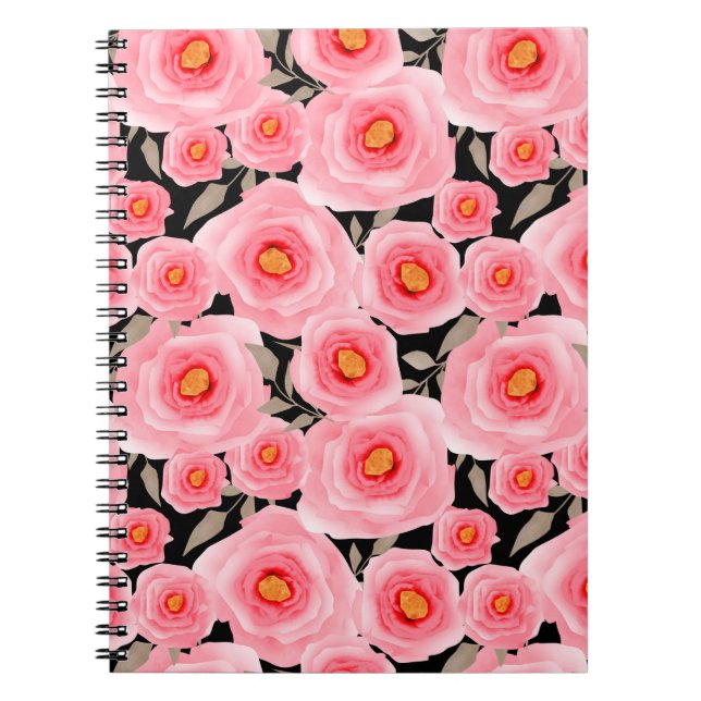Abstraktens elegans, sömlös mönster med rosa flowe anteckningsbok (Framsidan)