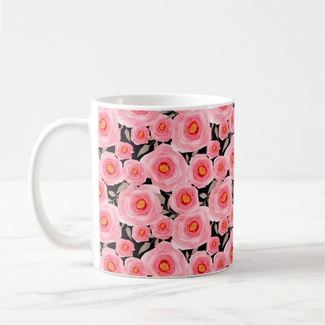 Abstraktens elegans, sömlös mönster med rosa flowe kaffemugg (Vänster)