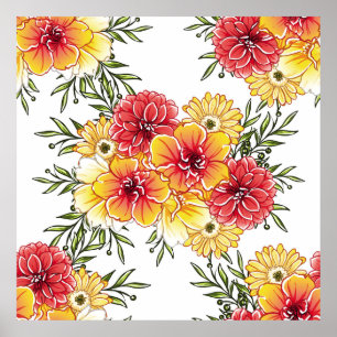 Abstraktens elegans, sömlöst mönster med blommigt poster