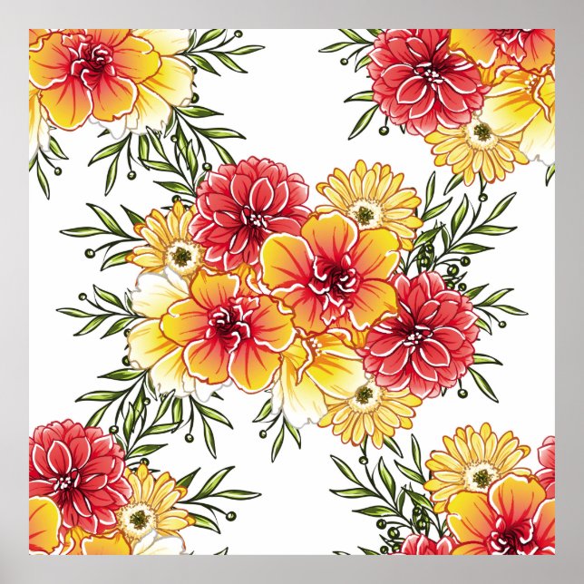 Abstraktens elegans, sömlöst mönster med blommigt  poster (Framsidan)