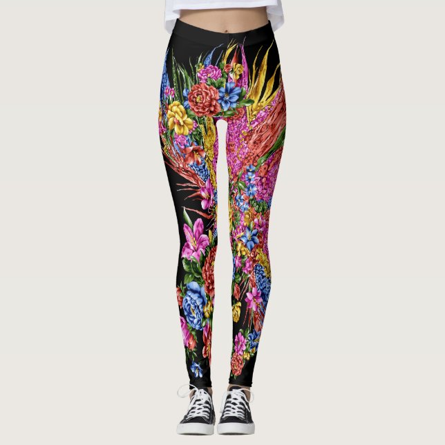 abstraktens färgade filtrets leggins leggings (Framsida)