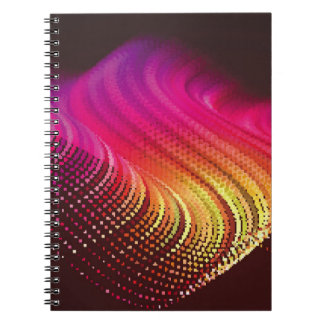 Abstraktens färgstarka digitala landskap med flyta anteckningsbok