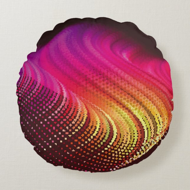 Abstraktens färgstarka digitala landskap med flyta rund kudde (Framsidan)