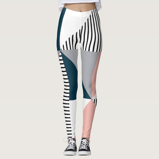 Abstraktens färgstarka geometri leggings (Framsida)
