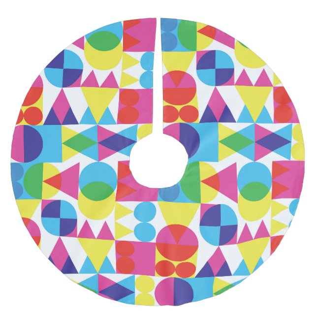 Abstraktens färgstarka geometriska mönster-utformn julgransmatta borstad polyester (Framsidan)