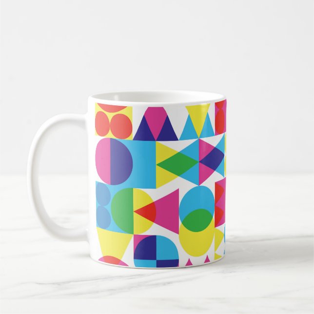 Abstraktens färgstarka geometriska mönster-utformn kaffemugg (Vänster)