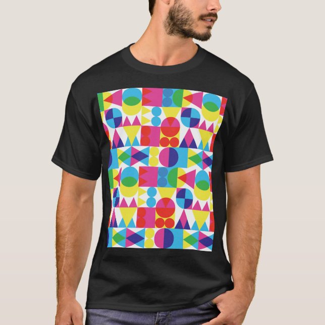 Abstraktens färgstarka geometriska mönster-utformn t shirt (Framsida)