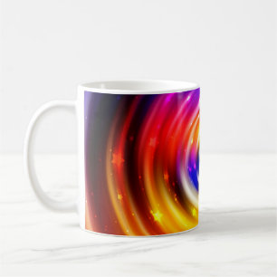abstraktens flerfärgade bakgrund. lysande cirkel kaffemugg