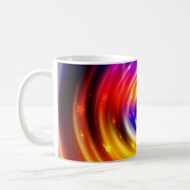abstraktens flerfärgade bakgrund. lysande cirkel kaffemugg (Vänster)