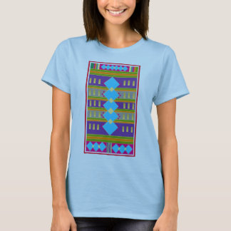 Abstraktens flerfärgade design med blå diamanter t shirt