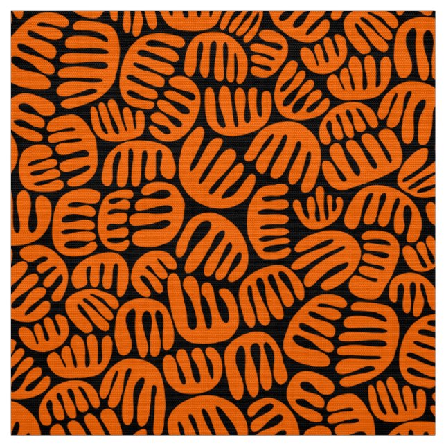 Abstraktens former 301122 - Orange på svart Tyg (Provkarta)