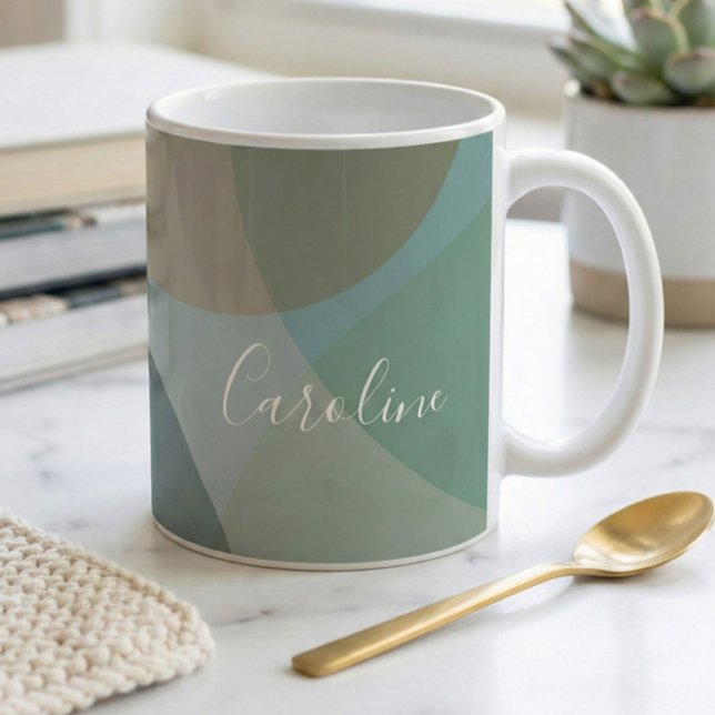 Abstraktens former i Personligen Teal  Namn Kaffemugg (Skapare uppladdad)