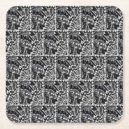 Abstraktens former i svartvitt underlägg papper kvadrat