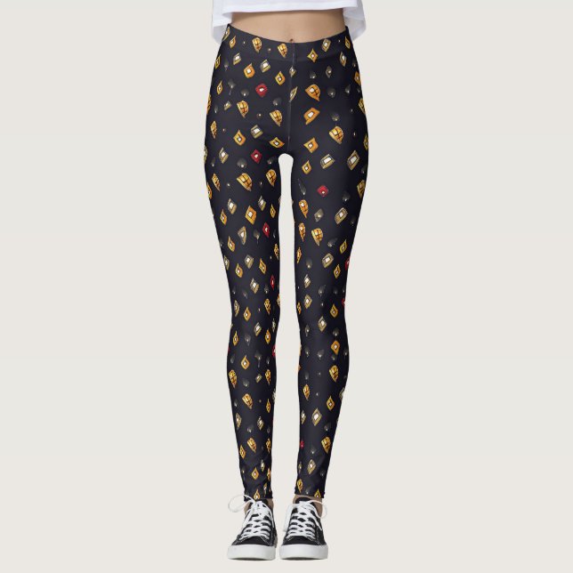 Abstraktens former Mörken Mönster Leggings (Framsida)