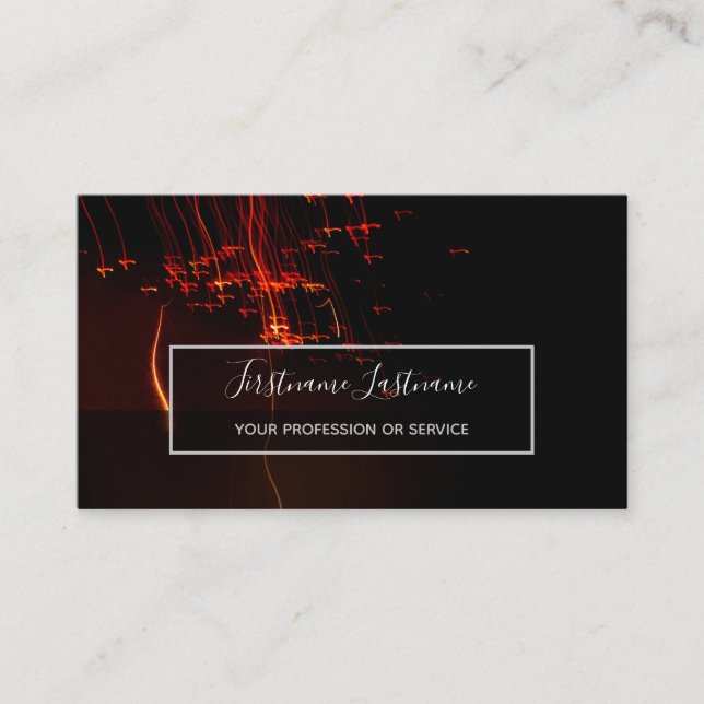 Abstraktens fyrverkeripjäs med lång exponeringstri visitkort (Framsida)