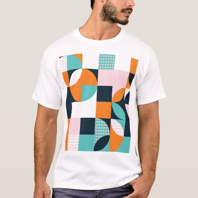 Abstraktens geometri: Färg 3D-effekt. T Shirt (Framsida)