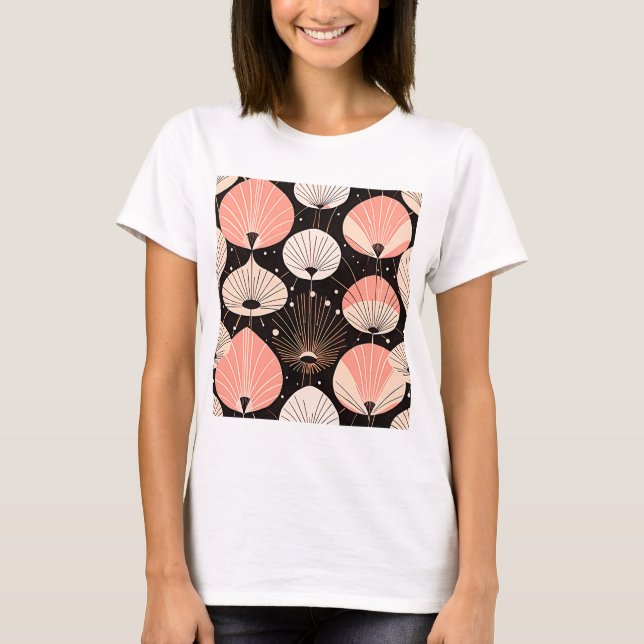 Abstraktens geometriska atomdroppar Rosa T Shirt (Framsida)