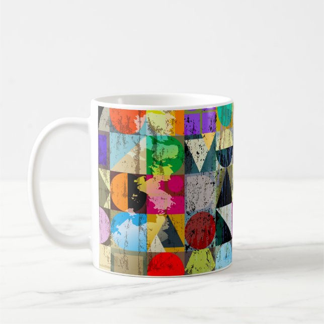abstraktens geometriska bakgrundskomposition, med  kaffemugg (Vänster)