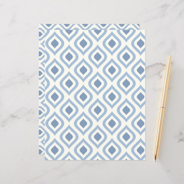 Abstraktens geometriska, blå och benvita (Fram/Back In Situ)