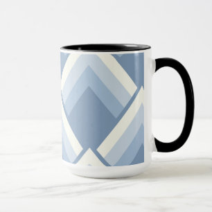 Abstraktens geometriska, blå och benvita 2 mugg