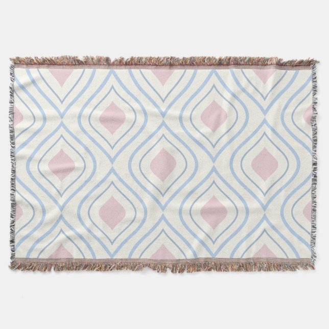 Abstraktens geometriska, blå, rosa och benvita filt (Framsidan)