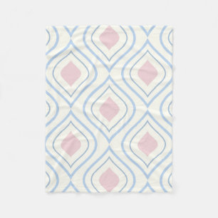 Abstraktens geometriska, blå, rosa och benvita fleecefilt