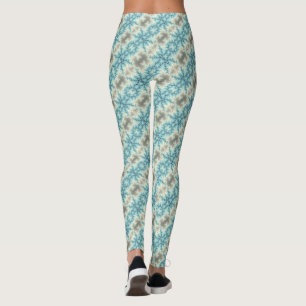 Abstraktens geometriska blått och grått snöflinga leggings