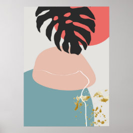 Abstraktens geometriska botaniska väggkonst Poster