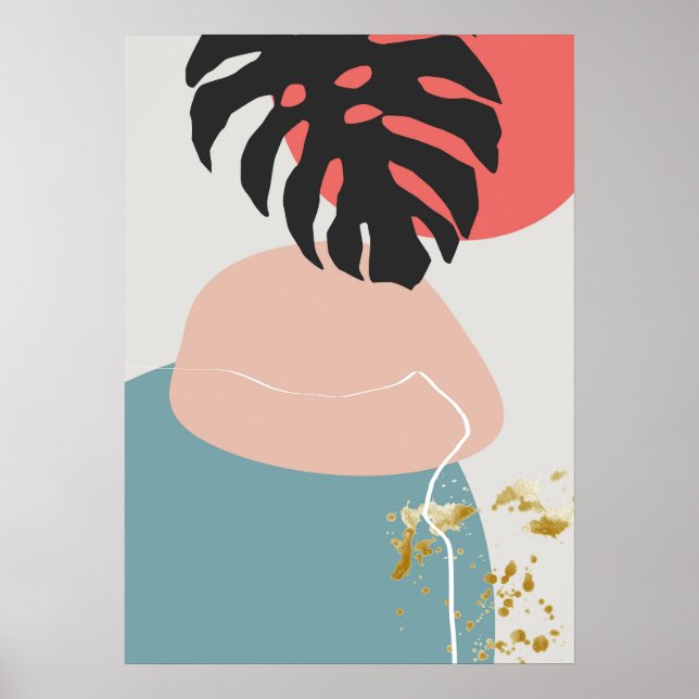 Abstraktens geometriska botaniska väggkonst Poster (Framsidan)