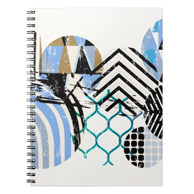 abstraktens geometriska cirkelbakgrund, med grunge anteckningsbok (Framsidan)