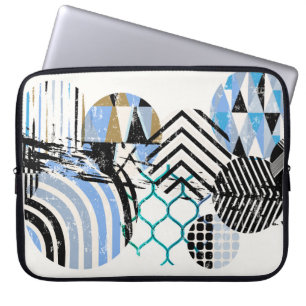 abstraktens geometriska cirkelbakgrund, med grunge laptop fodral