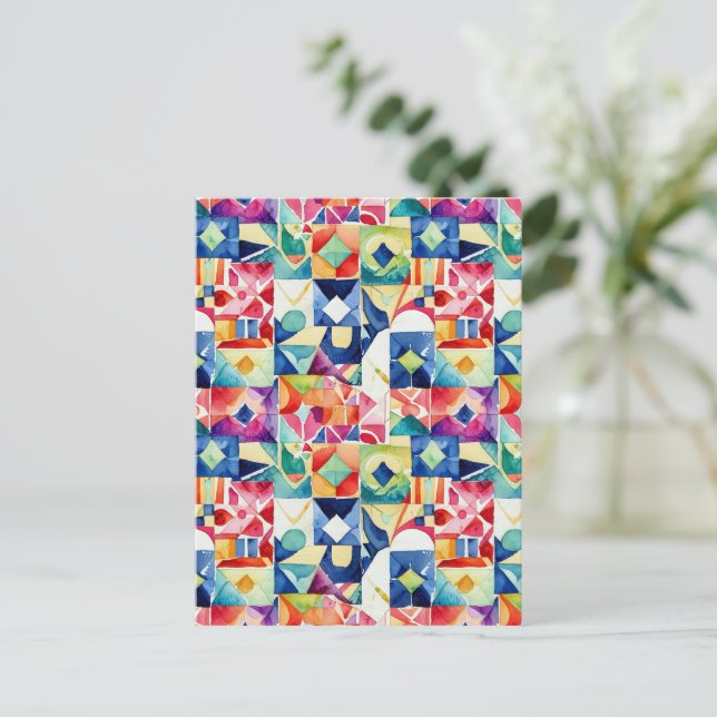 Abstraktens geometriska digitala mönster 17 - vyko vykort (Stående Fram)