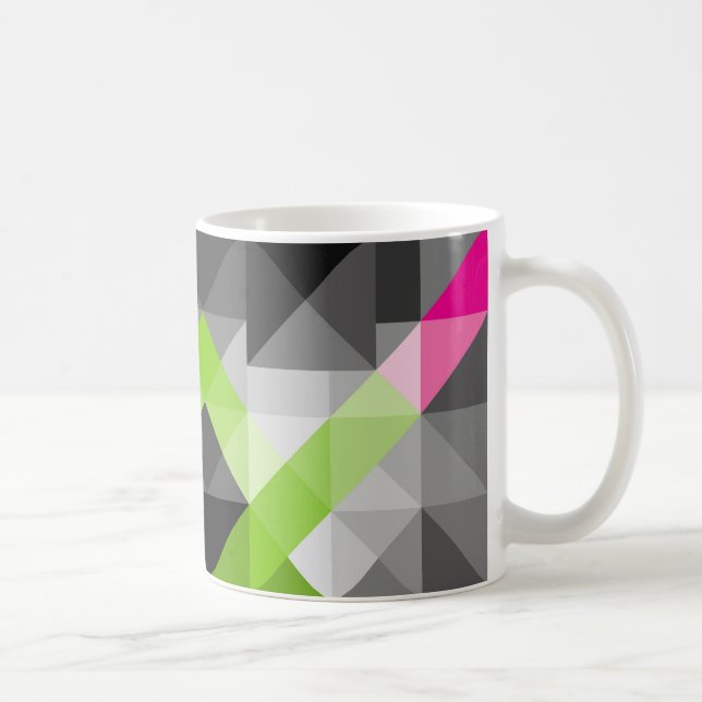 Abstraktens geometriska elegant Grått rosa grönt f Kaffemugg (Höger)
