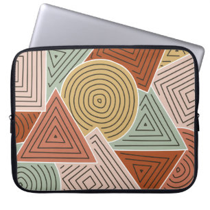 Abstraktens geometriska former och illustration av laptop fodral